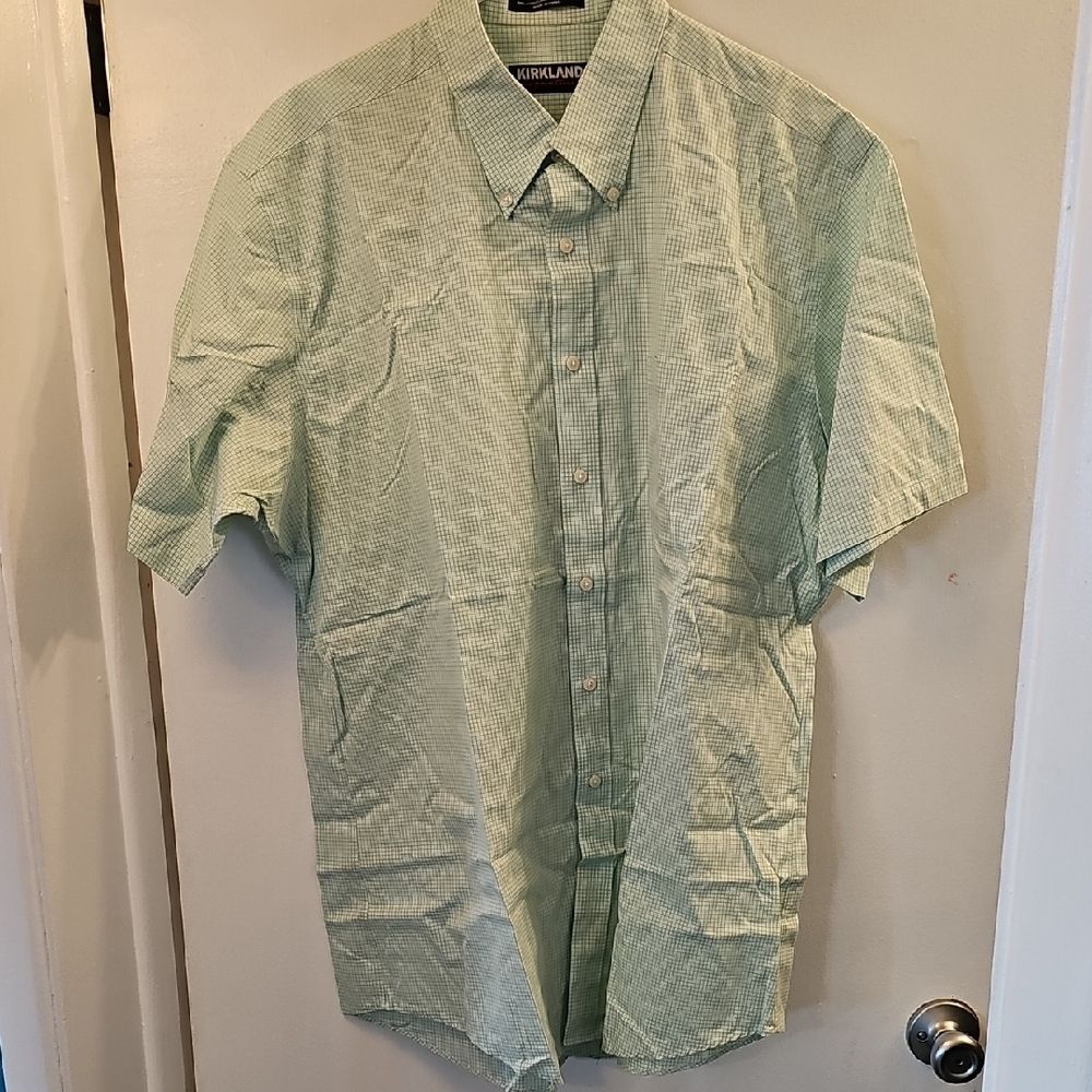 Mens Green Casual Button Down Shirt